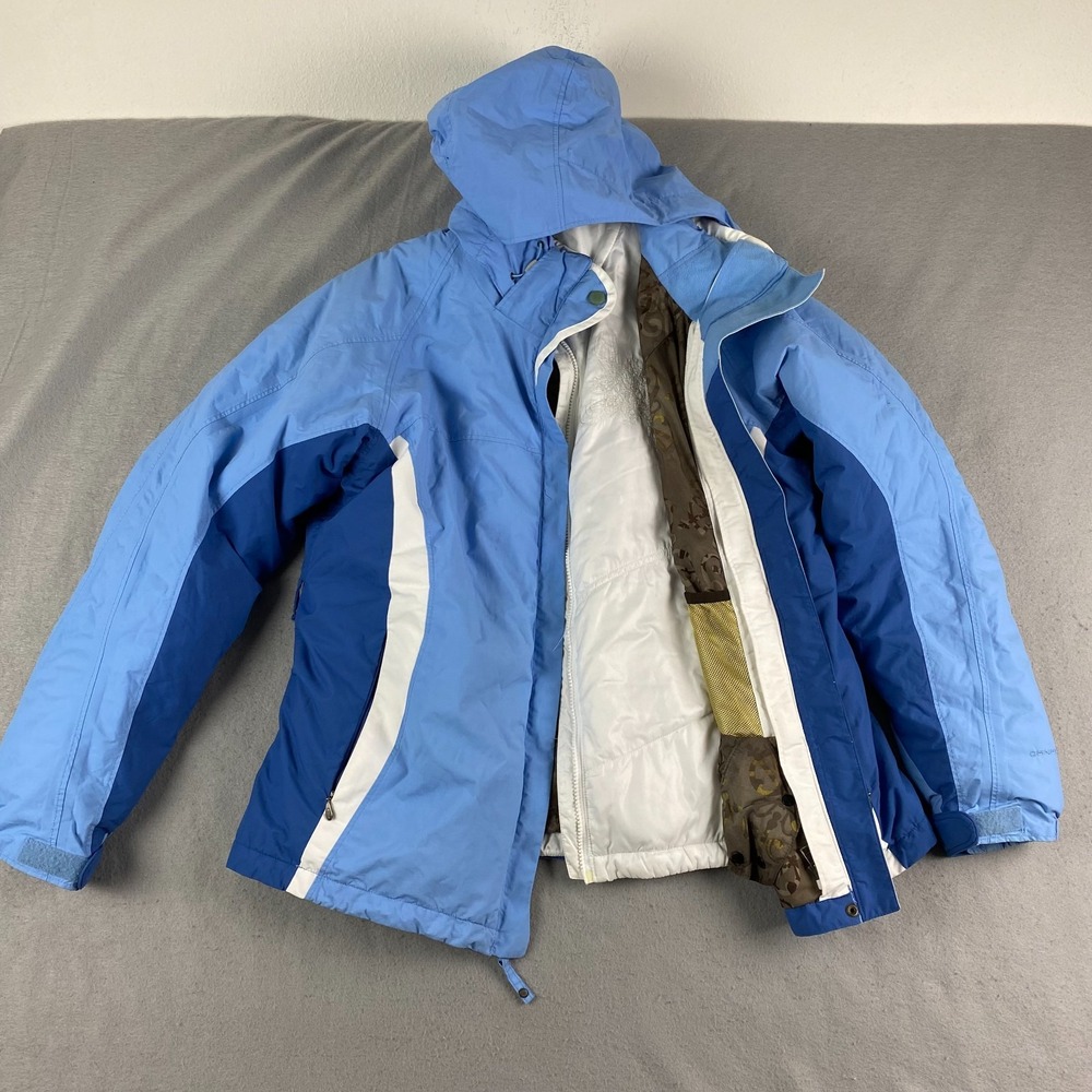 Columbia womens 3 in 1 jacket Large blue white interchange powder skirt ski